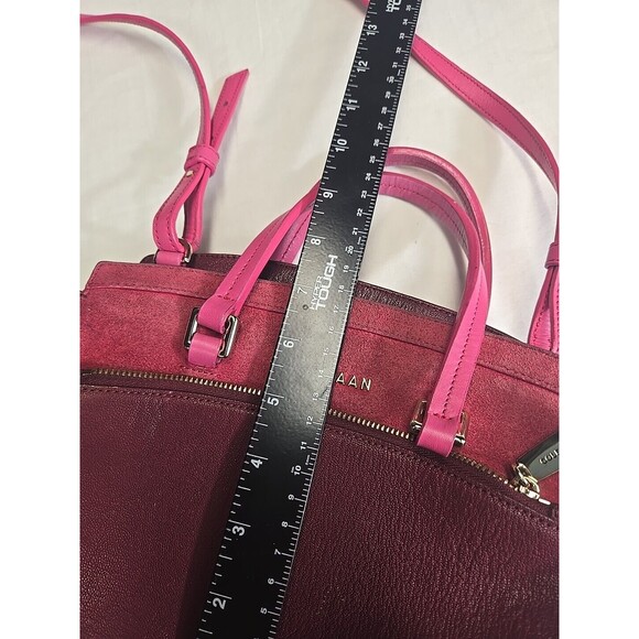 Cole Haan LINLEY Magenta Suede Leather Small Satchel Bag Purse Pink Gold Hardwar - Picture 14 of 16